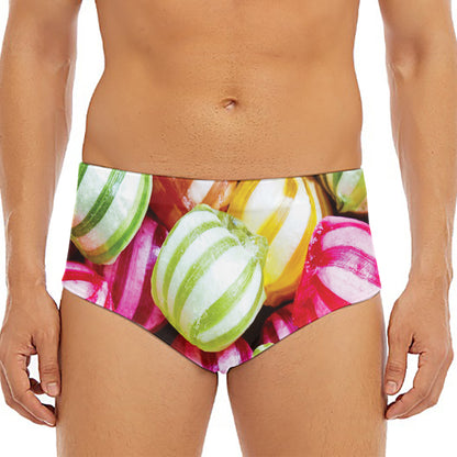 Colorful Candy Ball Print Men's Triangle Swim Briefs