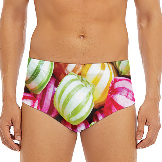 Colorful Candy Ball Print Men's Triangle Swim Briefs