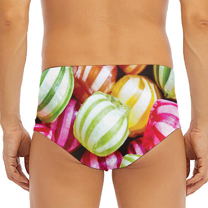 Colorful Candy Ball Print Men's Triangle Swim Briefs
