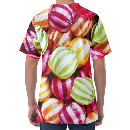 Colorful Candy Ball Print Men's Velvet T-Shirt