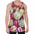 Colorful Candy Ball Print Men's Velvet Tank Top