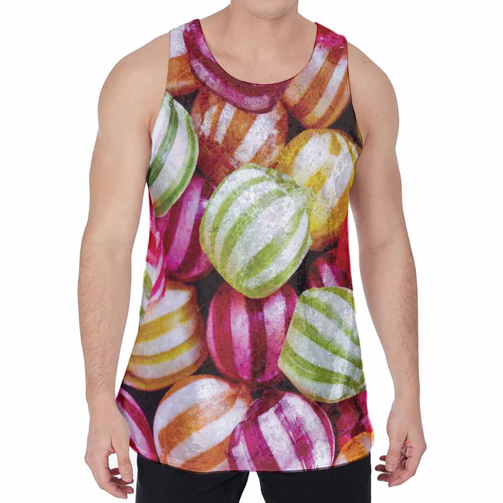 Colorful Candy Ball Print Men's Velvet Tank Top