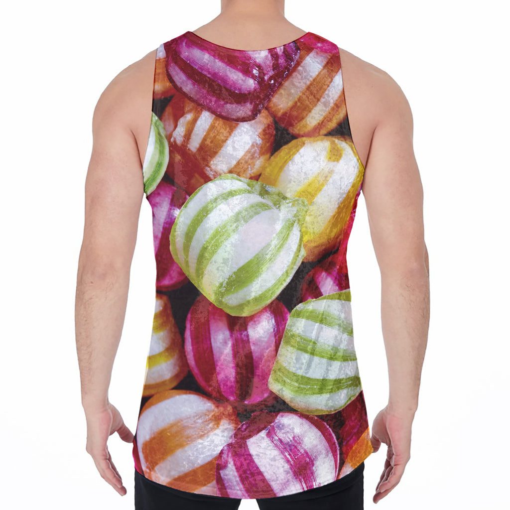 Colorful Candy Ball Print Men's Velvet Tank Top