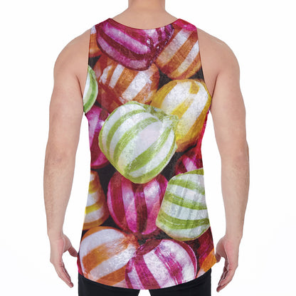 Colorful Candy Ball Print Men's Velvet Tank Top