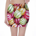 Colorful Candy Ball Print Pencil Mini Skirt