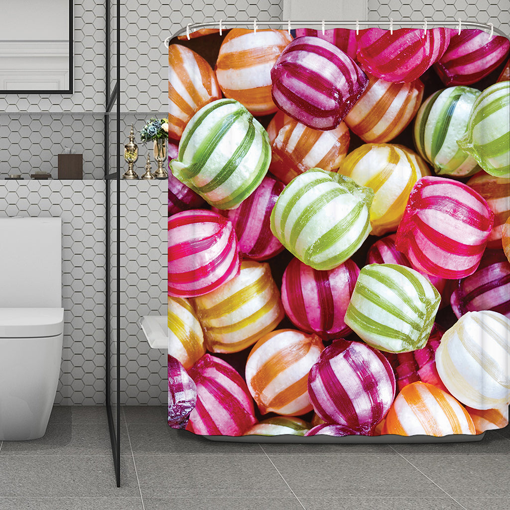 Colorful Candy Ball Print Polyester Shower Curtain