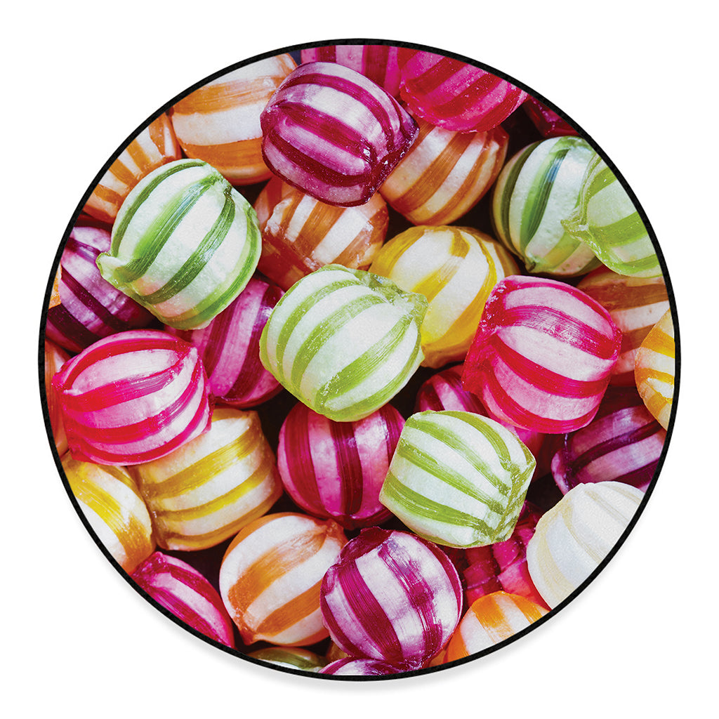 Colorful Candy Ball Print Round Floor Mat