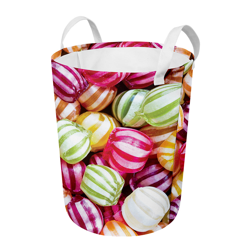 Colorful Candy Ball Print Round Laundry Basket