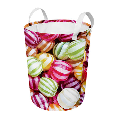 Colorful Candy Ball Print Round Laundry Basket