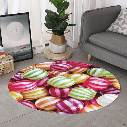 Colorful Candy Ball Print Round Rug