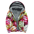 Colorful Candy Ball Print Sherpa Lined Zip Up Hoodie