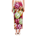 Colorful Candy Ball Print Side Slit Maxi Skirt