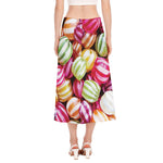 Colorful Candy Ball Print Side Slit Midi Skirt