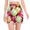 Colorful Candy Ball Print Side Slit Mini Skirt