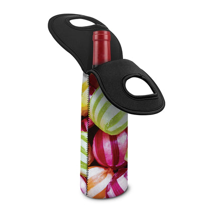 Colorful Candy Ball Print Single Neoprene Wine Tote