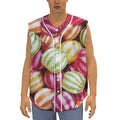 Colorful Candy Ball Print Sleeveless Baseball Jersey