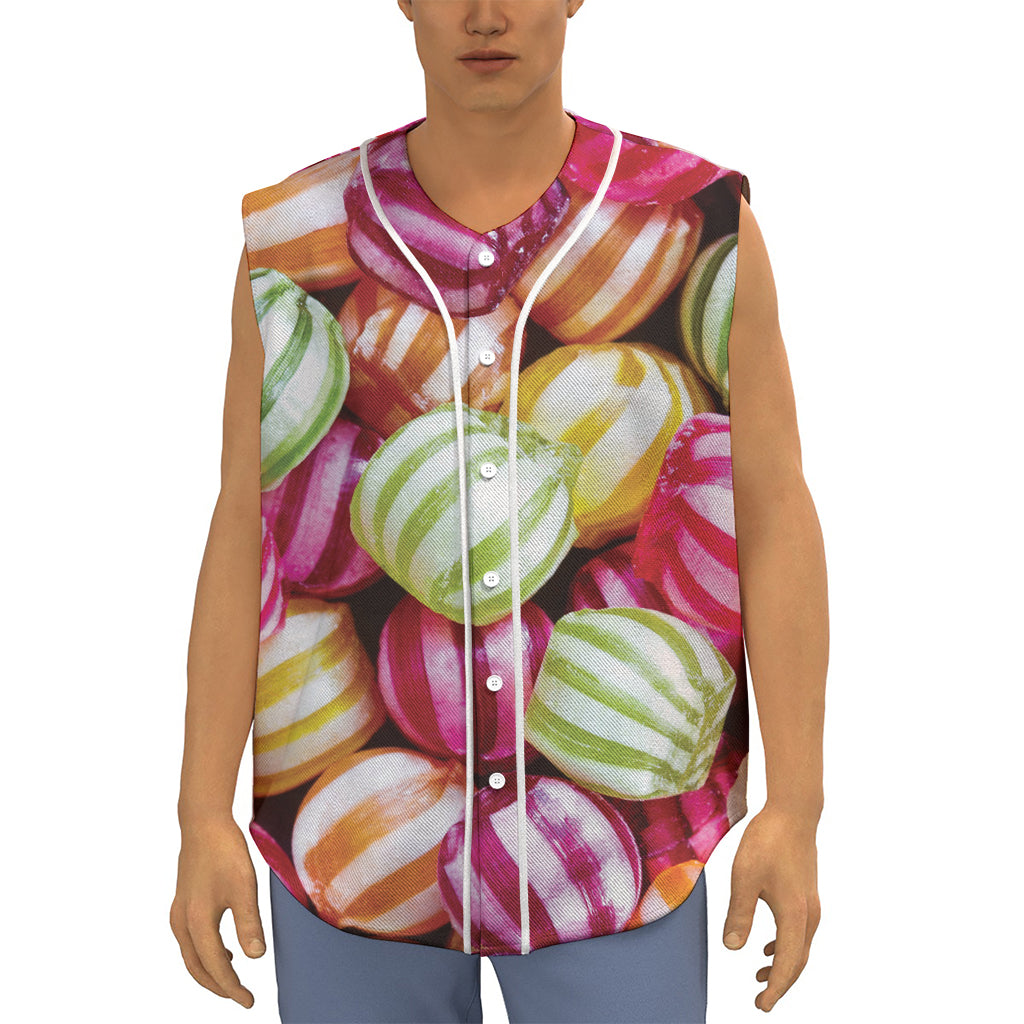 Colorful Candy Ball Print Sleeveless Baseball Jersey