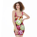 Colorful Candy Ball Print Sleeveless Bodycon Dress