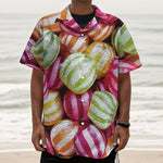 Colorful Candy Ball Print Textured Short Sleeve Shirt