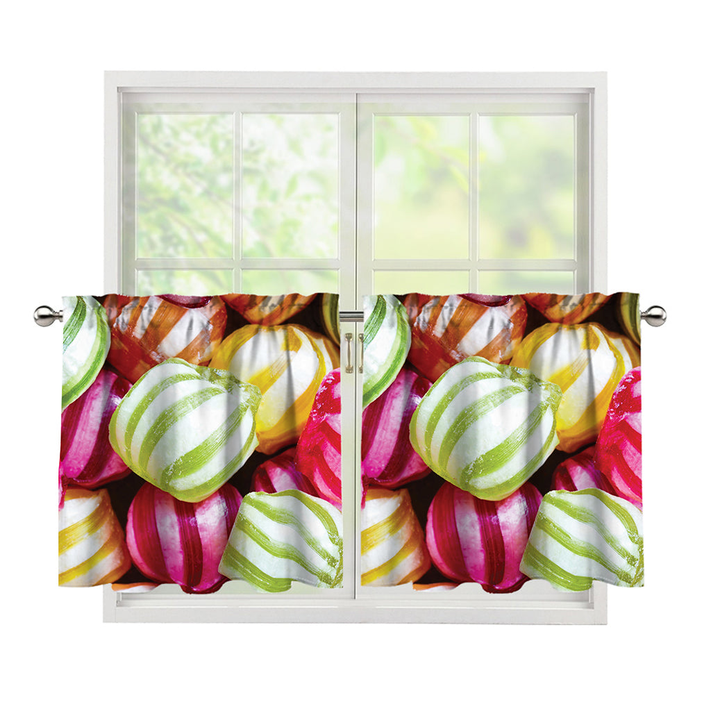 Colorful Candy Ball Print Tier Curtains