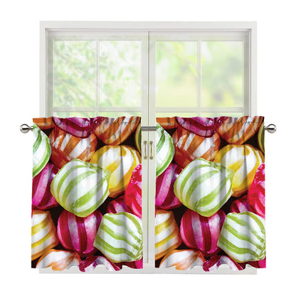 Colorful Candy Ball Print Tier Curtains