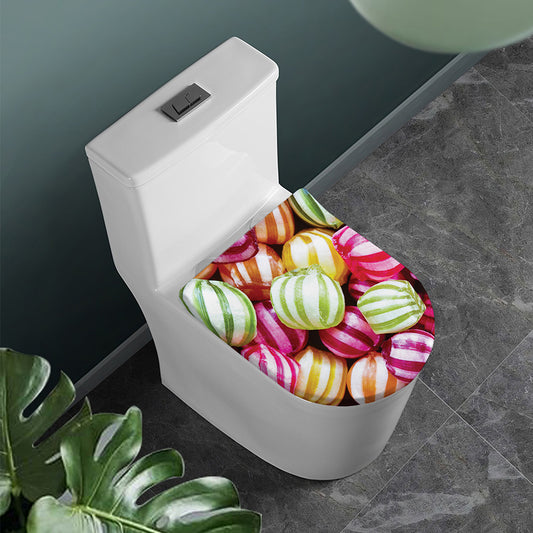 Colorful Candy Ball Print Toilet Lid Cover