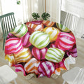 Colorful Candy Ball Print Waterproof Round Tablecloth