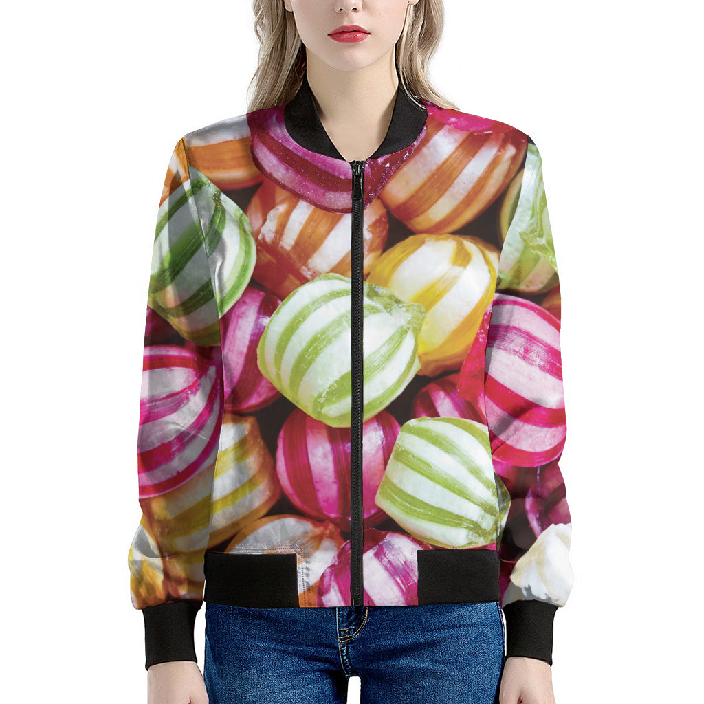 Colorful Candy Ball Print Women's Bomber Jacket