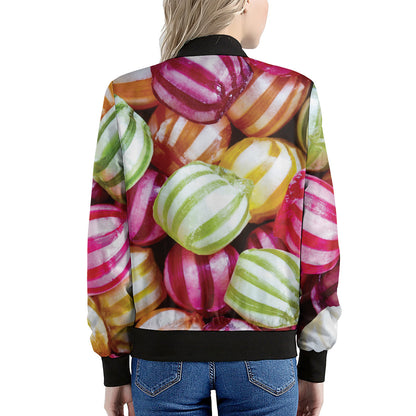 Colorful Candy Ball Print Women's Bomber Jacket
