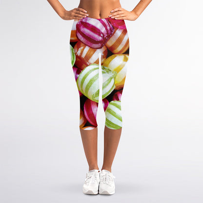 Colorful Candy Ball Print Women's Capri Leggings