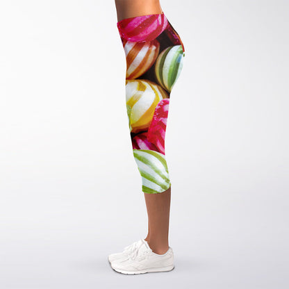 Colorful Candy Ball Print Women's Capri Leggings