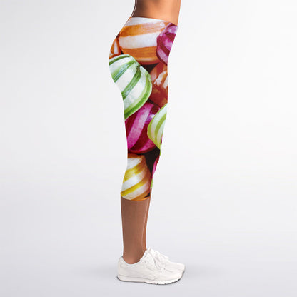 Colorful Candy Ball Print Women's Capri Leggings