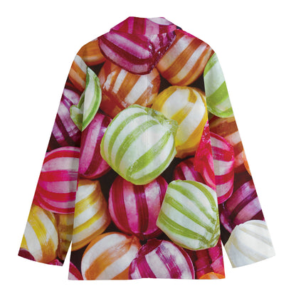 Colorful Candy Ball Print Women's Cotton Blazer