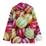 Colorful Candy Ball Print Women's Cotton Blazer