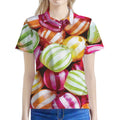 Colorful Candy Ball Print Women's Polo Shirt