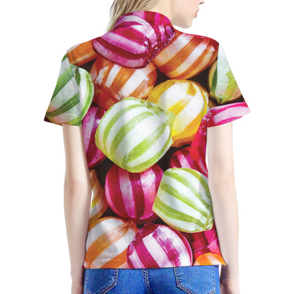Colorful Candy Ball Print Women's Polo Shirt