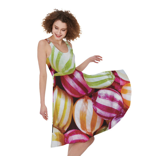 Colorful Candy Ball Print Women's Sleeveless Dress