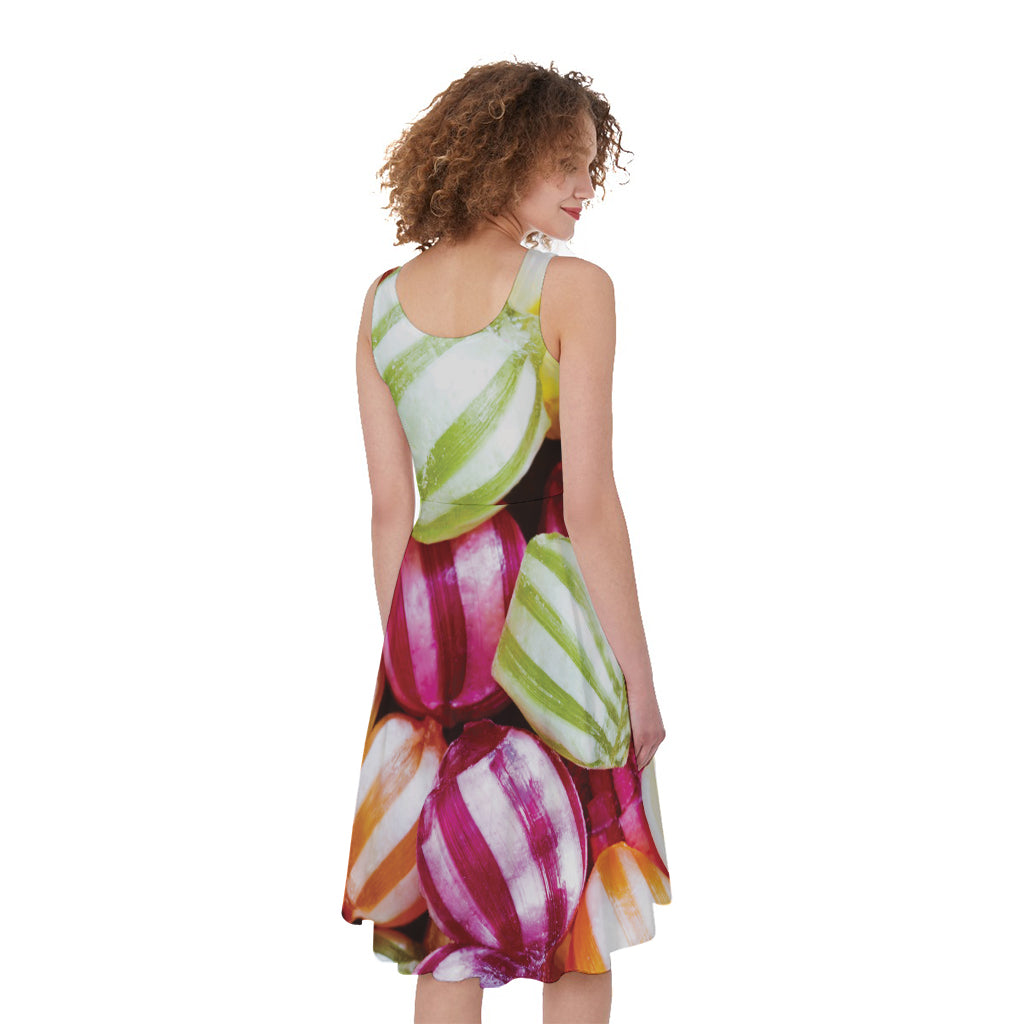 Colorful Candy Ball Print Women's Sleeveless Dress