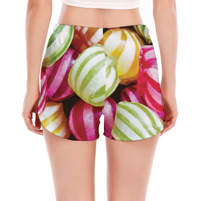 Colorful Candy Ball Print Women's Split Running Shorts