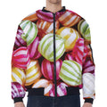 Colorful Candy Ball Print Zip Sleeve Bomber Jacket