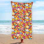 Colorful Candy Pattern Print Beach Towel