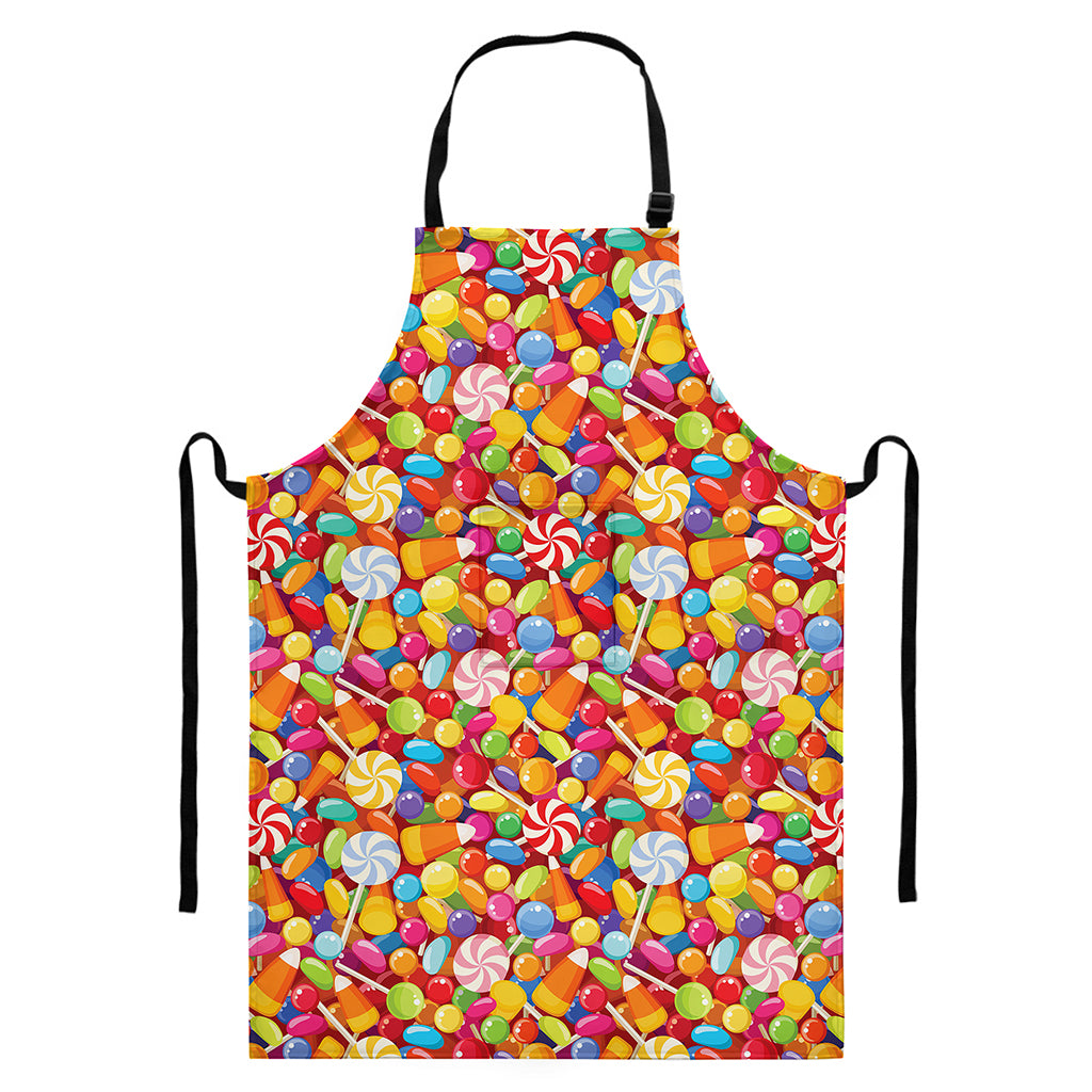 Colorful Candy Pattern Print Bib Apron With Pocket