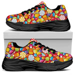 Colorful Candy Pattern Print Black Chunky Shoes