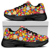 Colorful Candy Pattern Print Black Chunky Shoes