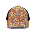 Colorful Candy Pattern Print Black Mesh Trucker Hat