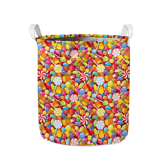 Colorful Candy Pattern Print Collapsible Laundry Basket