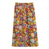 Colorful Candy Pattern Print Cotton Front Slit Maxi Skirt