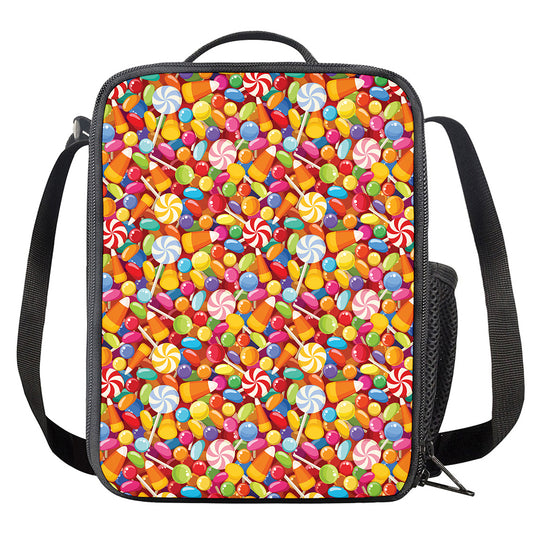 Colorful Candy Pattern Print Crossbody Lunch Bag