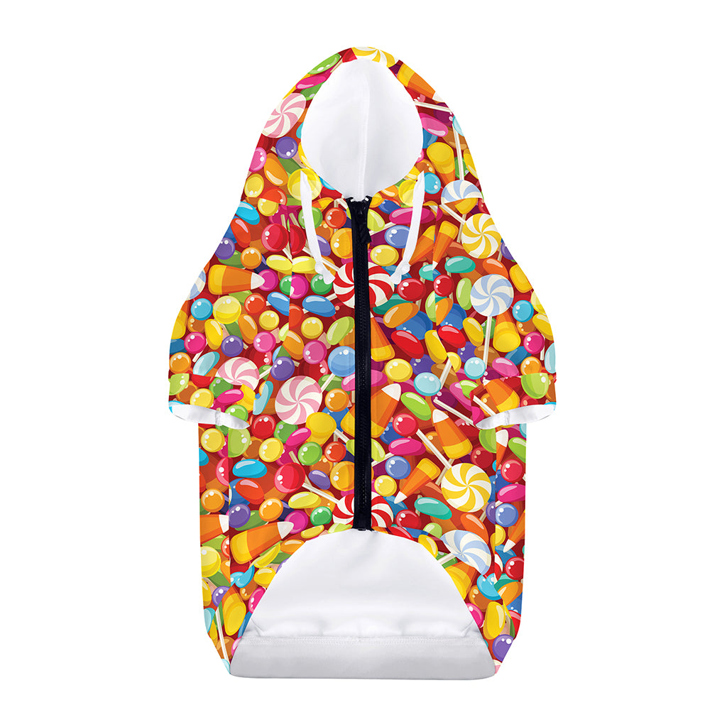 Colorful Candy Pattern Print Dog Zip Up Hoodie