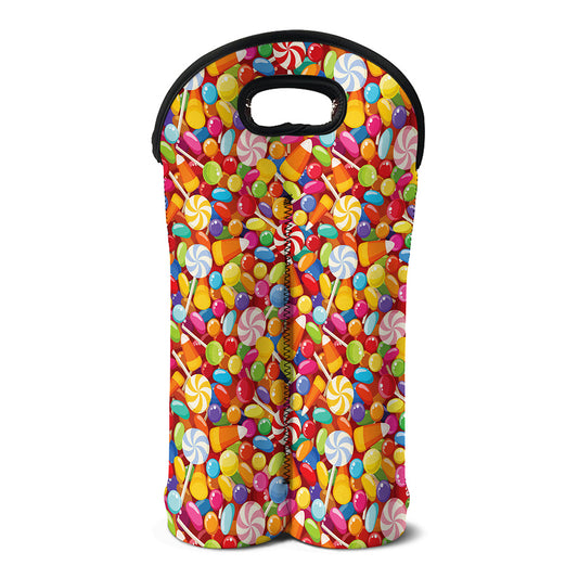 Colorful Candy Pattern Print Double Neoprene Wine Tote